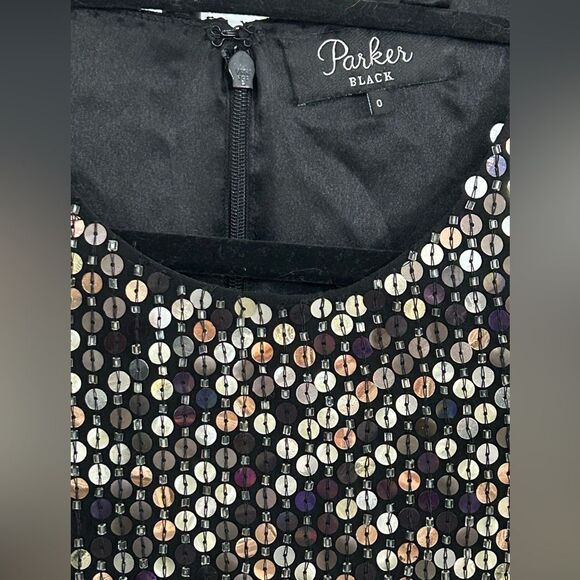 Parker Black Metallic Sequin Shift Dress – Size 0 - EUC - Picture 3 of 7